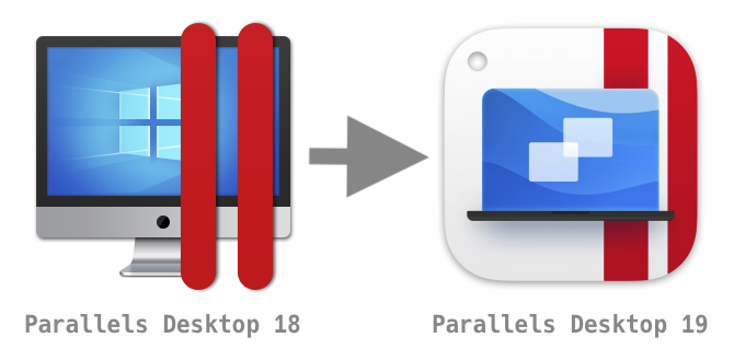 Parallels Desktop 18と19のアイコン