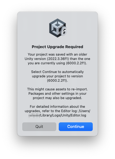 Unityエディタのアップデート11
