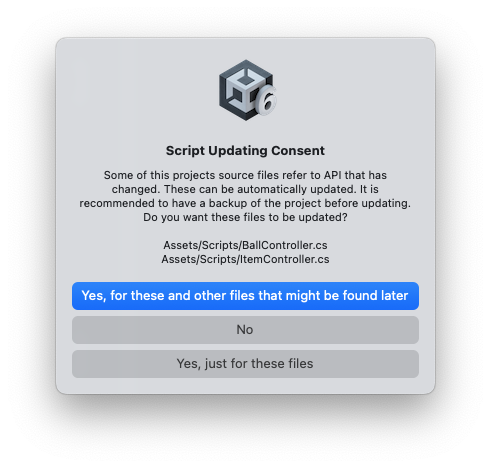 Unityエディタのアップデート16